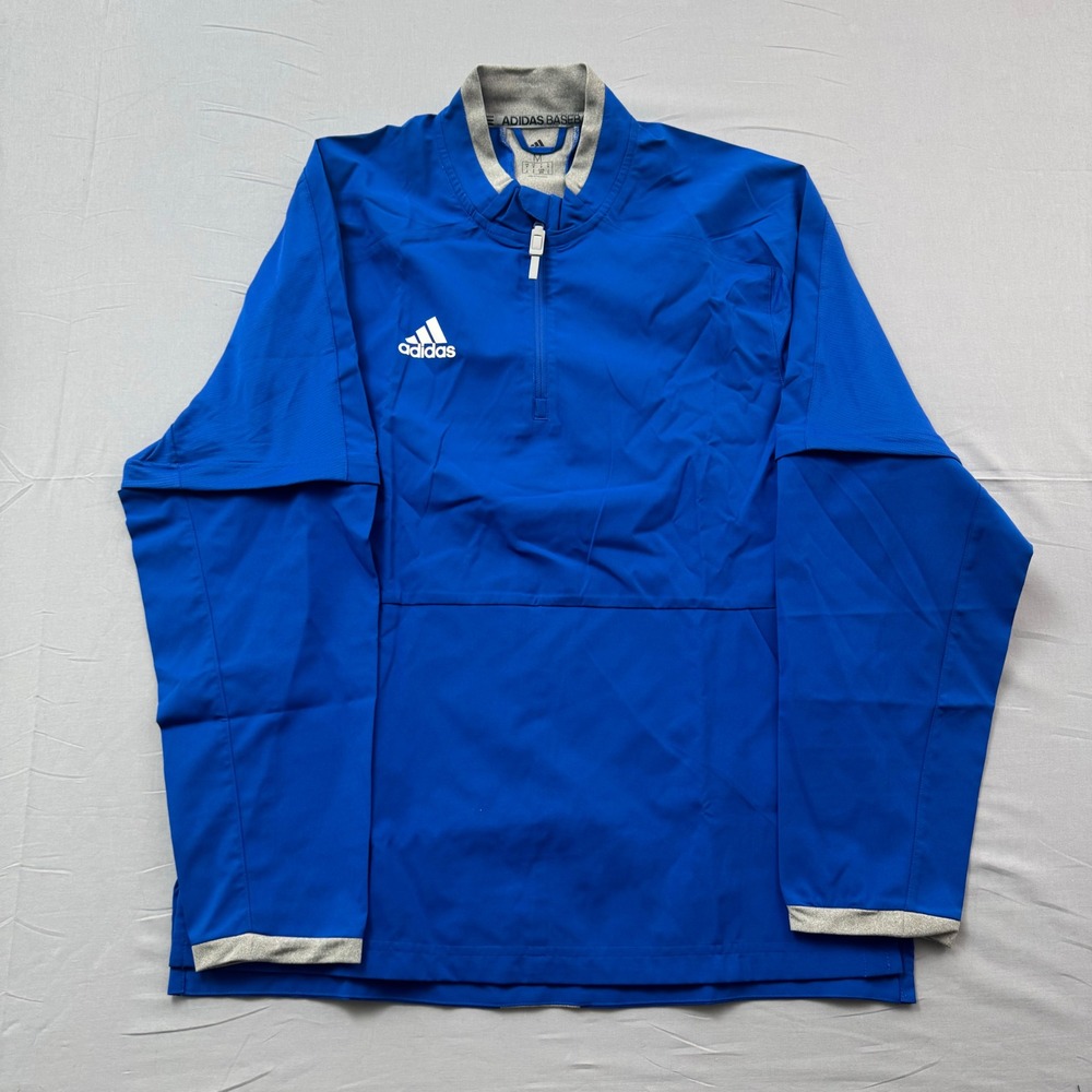 Adidas Baseball Mens Blue Quarter Zip Pullover Lightweight Training Jacket M